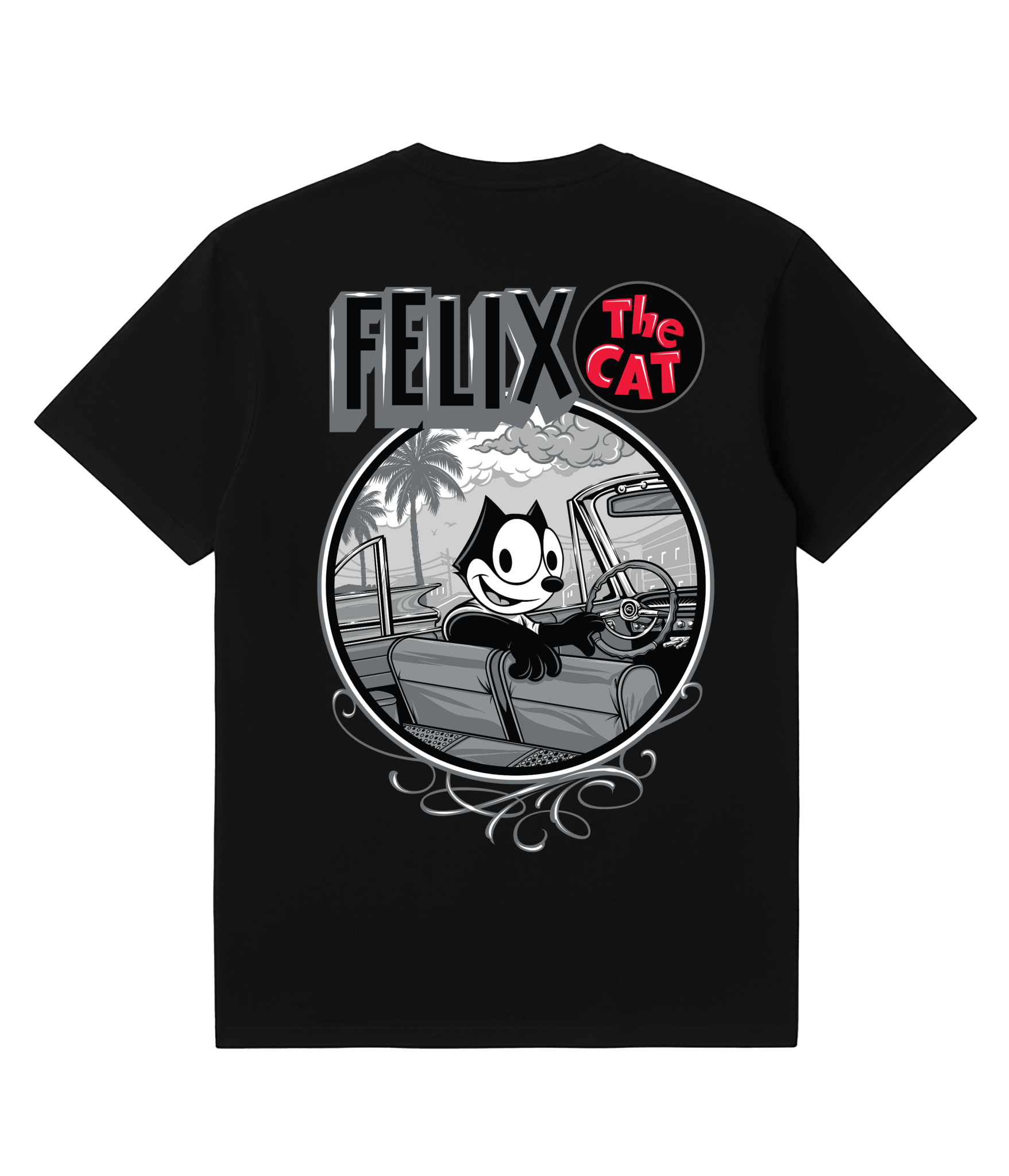 Felix the Cat X Mister Cartoon Black Short Sleeve