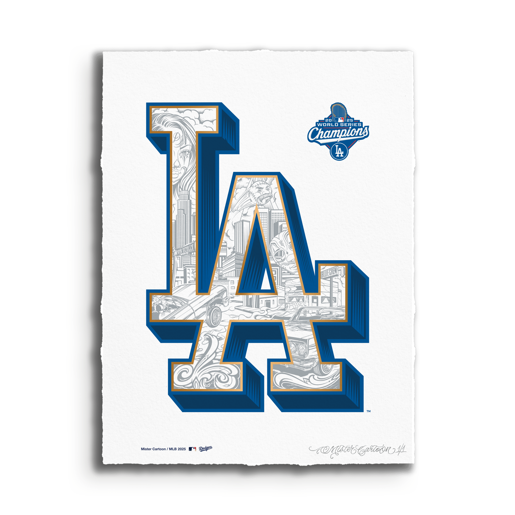 Mr cartoon LA Dodgers  ミスウィーツ Mister Cartoon - LA Dodgers World Series Champions 2025 Print - Signed