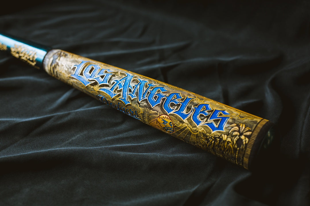 GOLD WORLD SERIES 2024 x LA DODGERS X MISTER CARTOON X PILLBOX FULL-SIZE HAND PAINTED & NUMBERED LIMITED EDITION COLLECTORS BAT