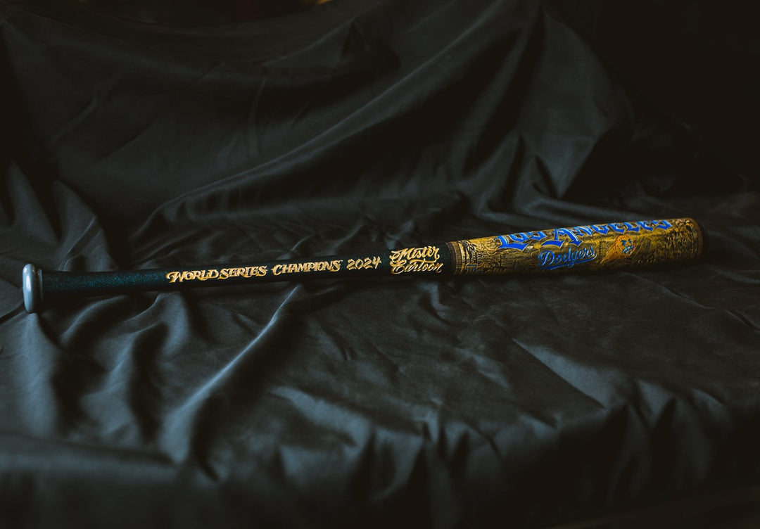 GOLD WORLD SERIES 2024 x LA DODGERS X MISTER CARTOON X PILLBOX FULL-SIZE HAND PAINTED & NUMBERED LIMITED EDITION COLLECTORS BAT