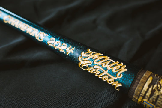 GOLD WORLD SERIES 2024 x LA DODGERS X MISTER CARTOON X PILLBOX FULL-SIZE HAND PAINTED & NUMBERED LIMITED EDITION COLLECTORS BAT