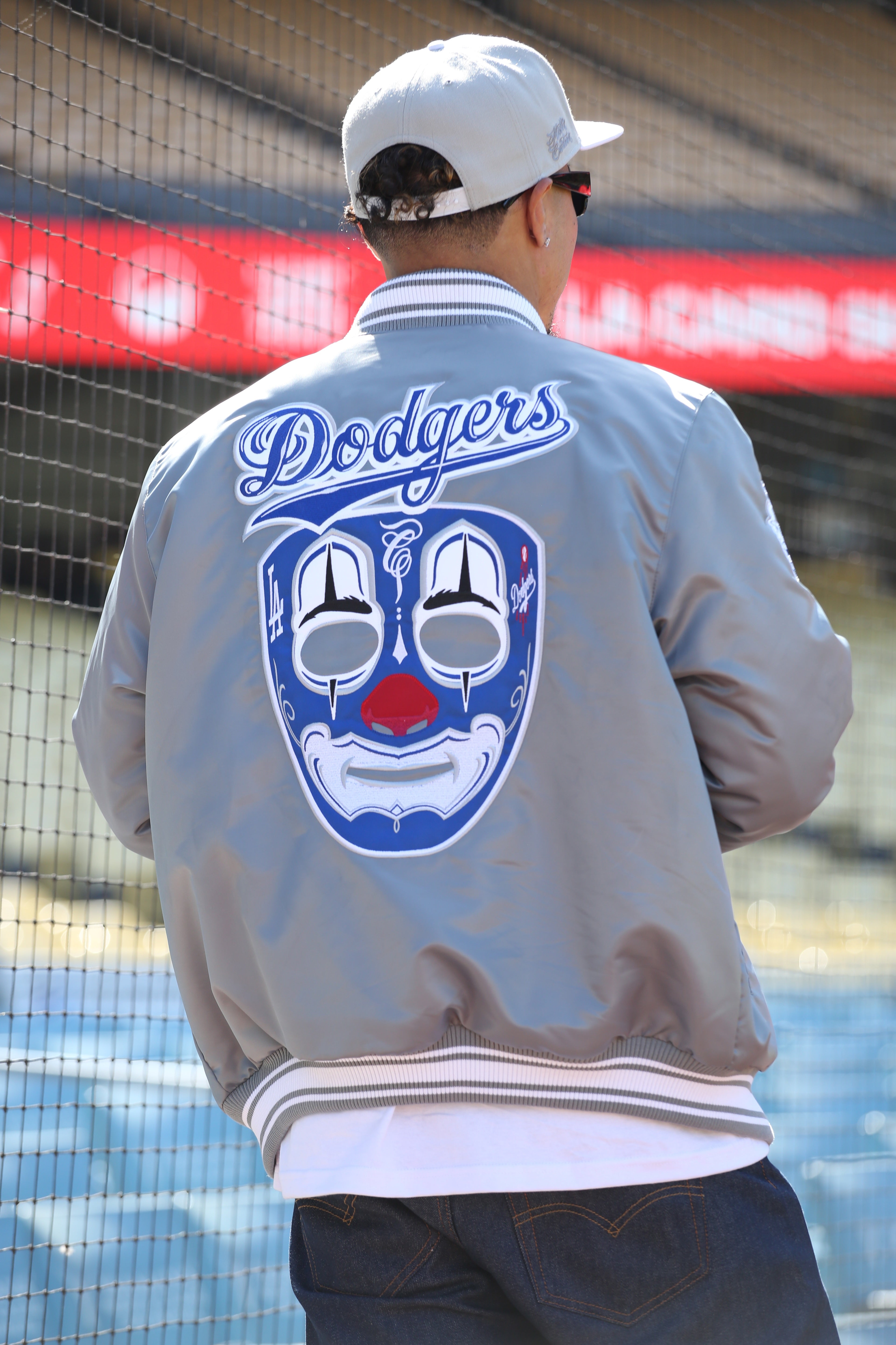 LA Dodgers x Mister Cartoon x Starter Jacket - Grey w/ '47 Script Capt