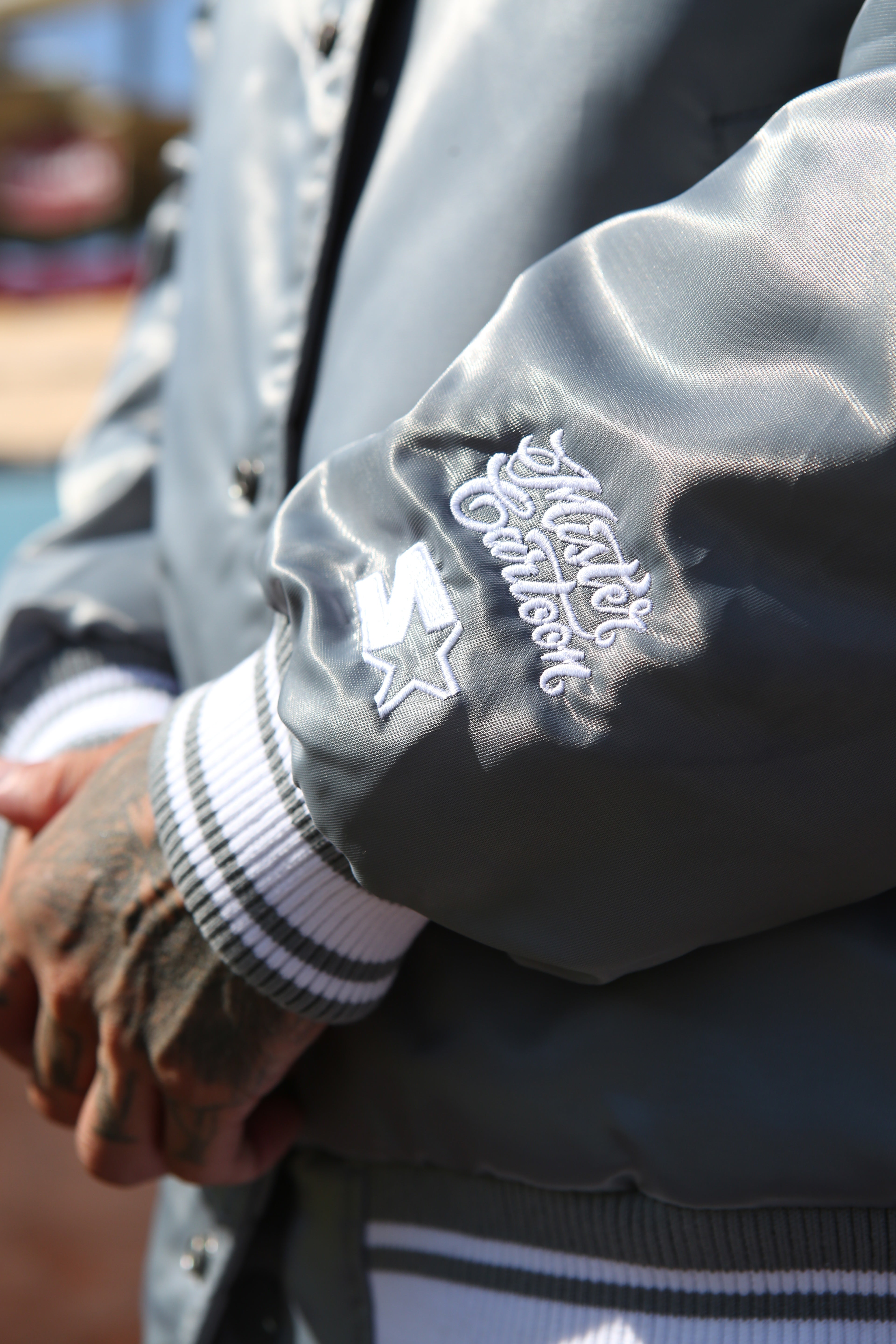 LA Dodgers x Mister Cartoon x Starter Jacket - Grey w/ '47 Script Capt