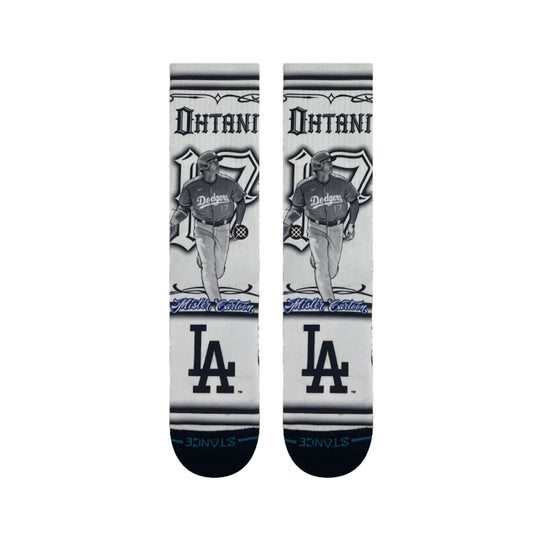 LA Dodgers x Cartoon x Shohei Ohtani Stance Crew Socks - White - Toons Mart