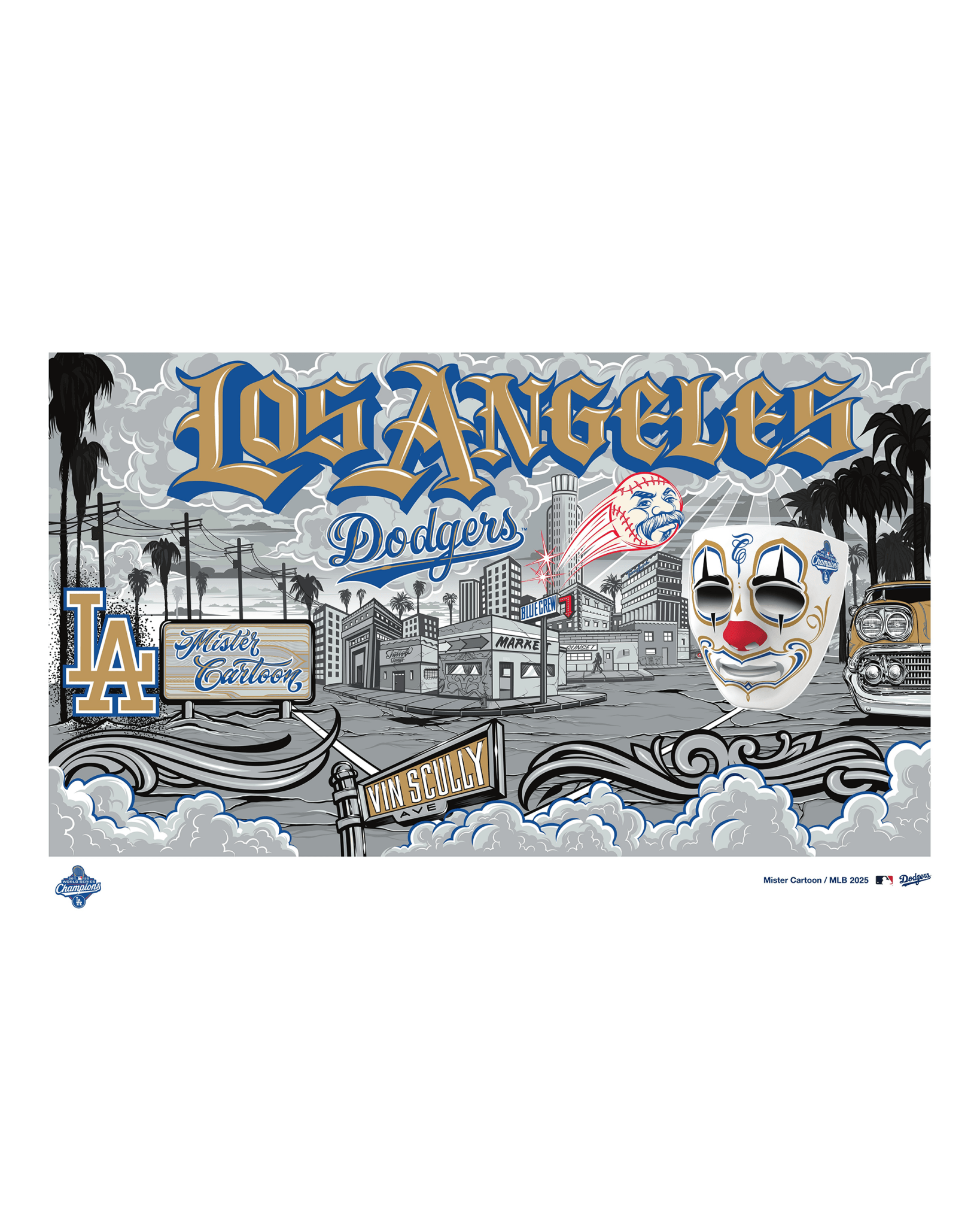 Mister Cartoon - Los Angeles Dodgers World Series Champions 2025 Lenticular Print – Three Prints in one - Toons Mart
