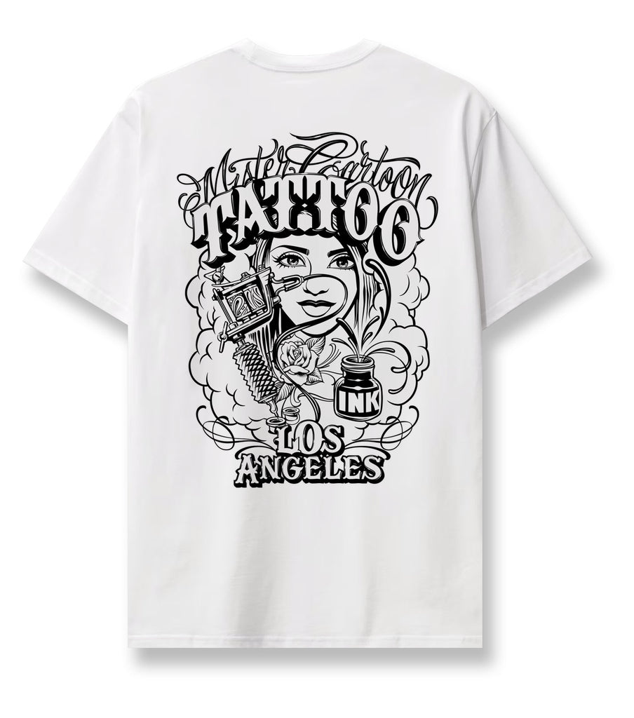 MR CARTOON TATTOO INK TEE LA WHITE Tシャツ 