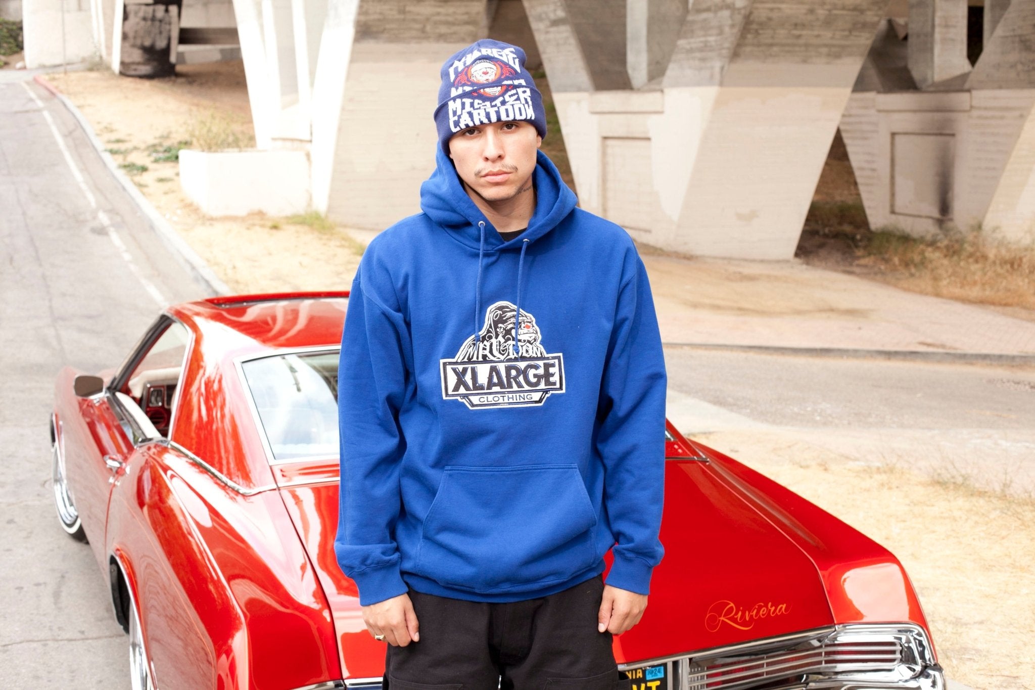 XLARGE x MR.CARTOON CUFF BEANIE - BLUE - Toons Mart